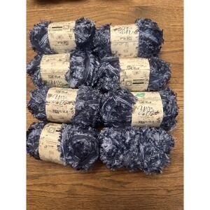 8 Skeins Yarn Bee Beguile Aegean Blue Eyelash Yarn 100% Polyester